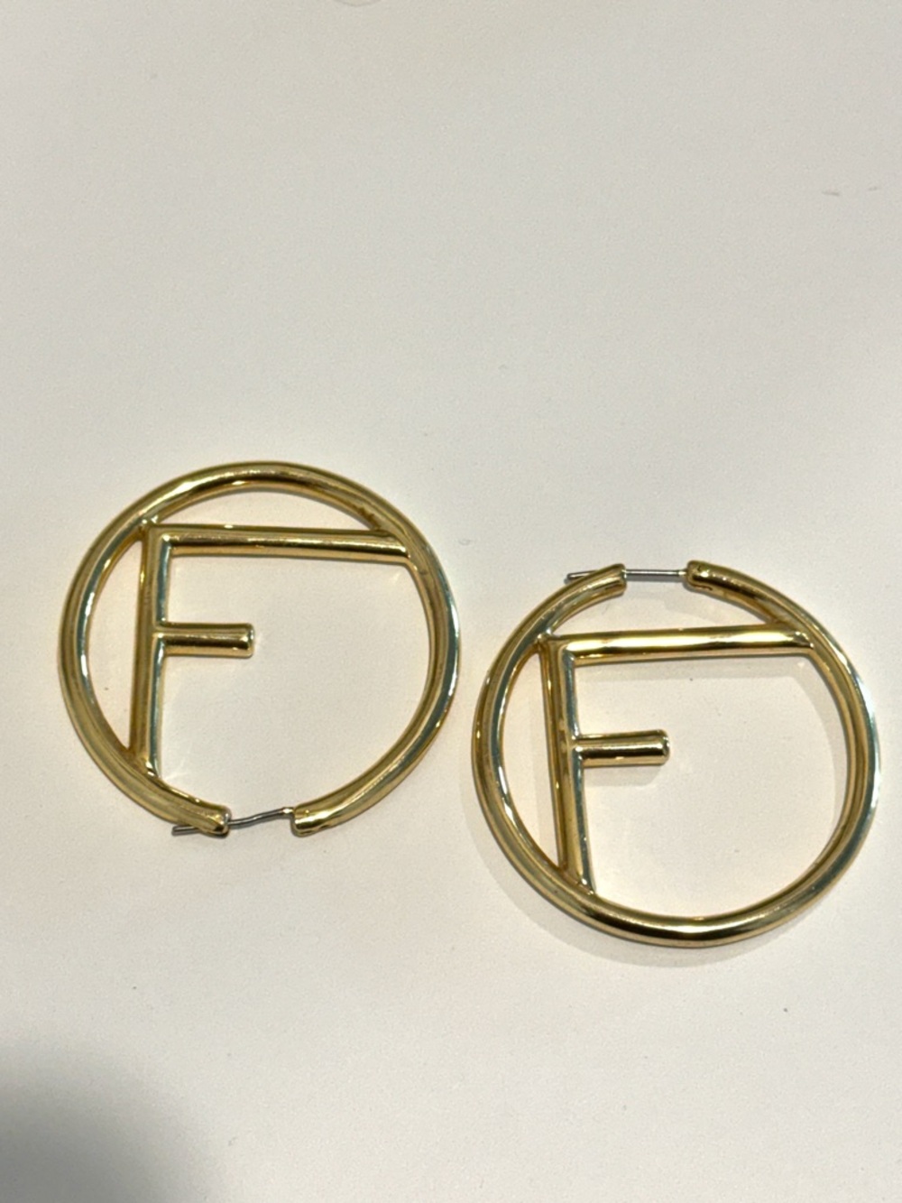 Fendi Gold Tone FF Hoop Earrings